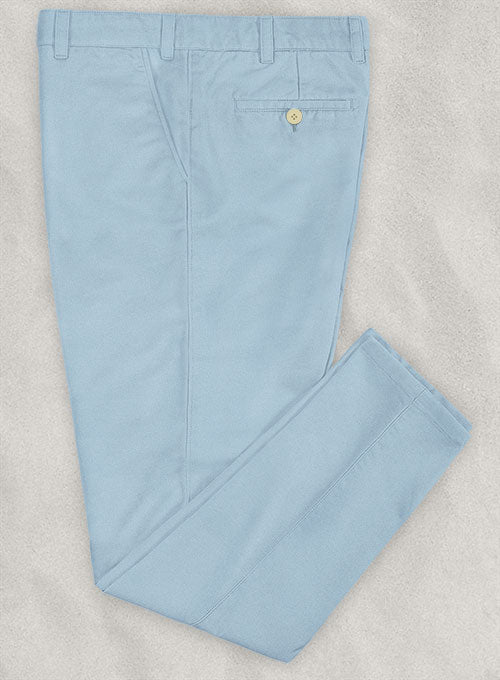 Washed Stretch Summer Weight Steel Blue Chino Pants - StudioSuits
