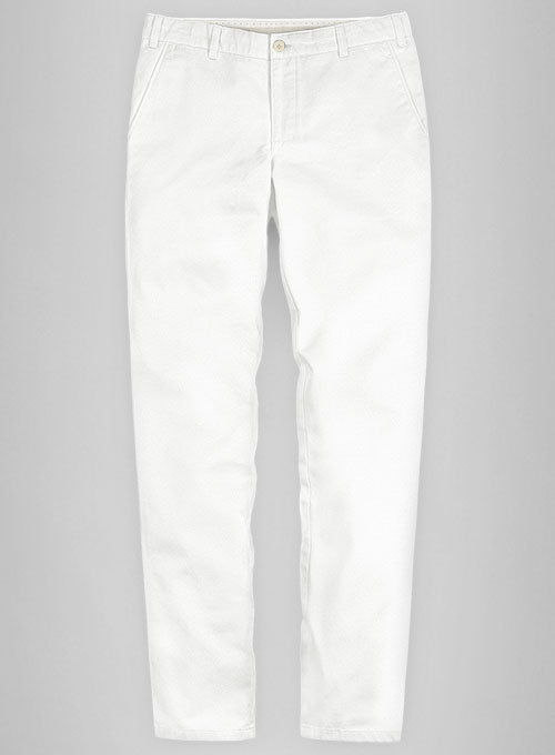 Washed White Feather Cotton Canvas Stretch Pants - StudioSuits