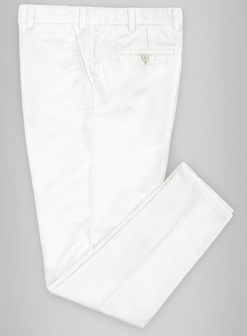 Washed White Feather Cotton Canvas Stretch Pants - StudioSuits