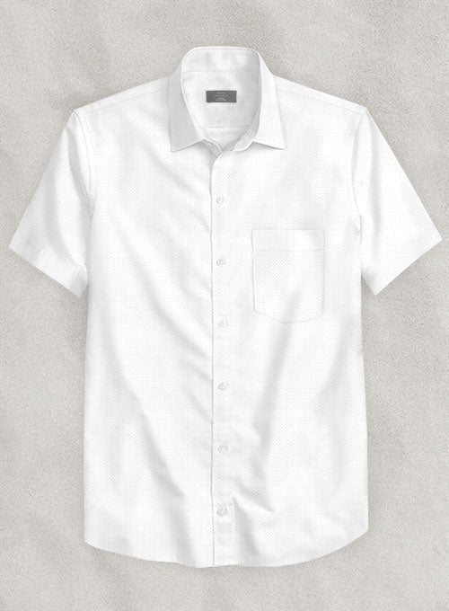 White Herringbone Cotton Shirt
