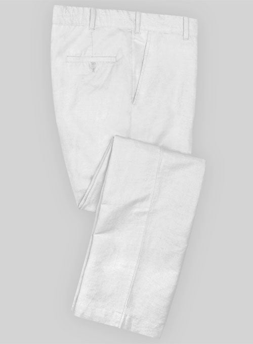 Washed White Safari Cotton Linen Pants - StudioSuits