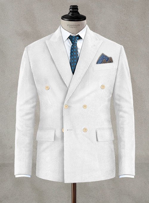 White Stretch Corduroy Suit - StudioSuits