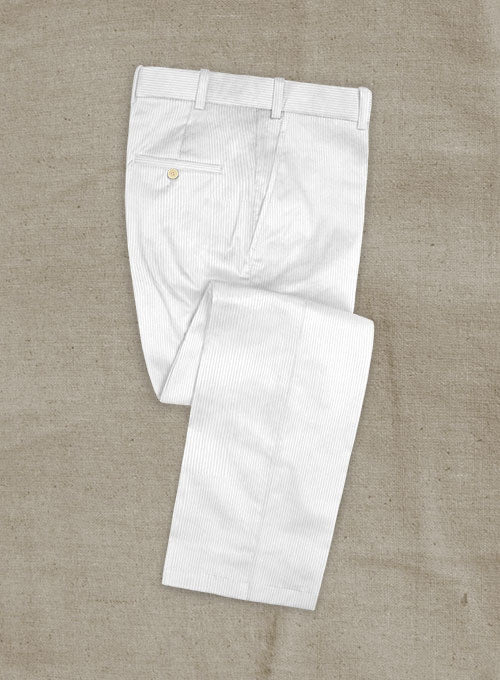 White Stretch Corduroy Pants - StudioSuits