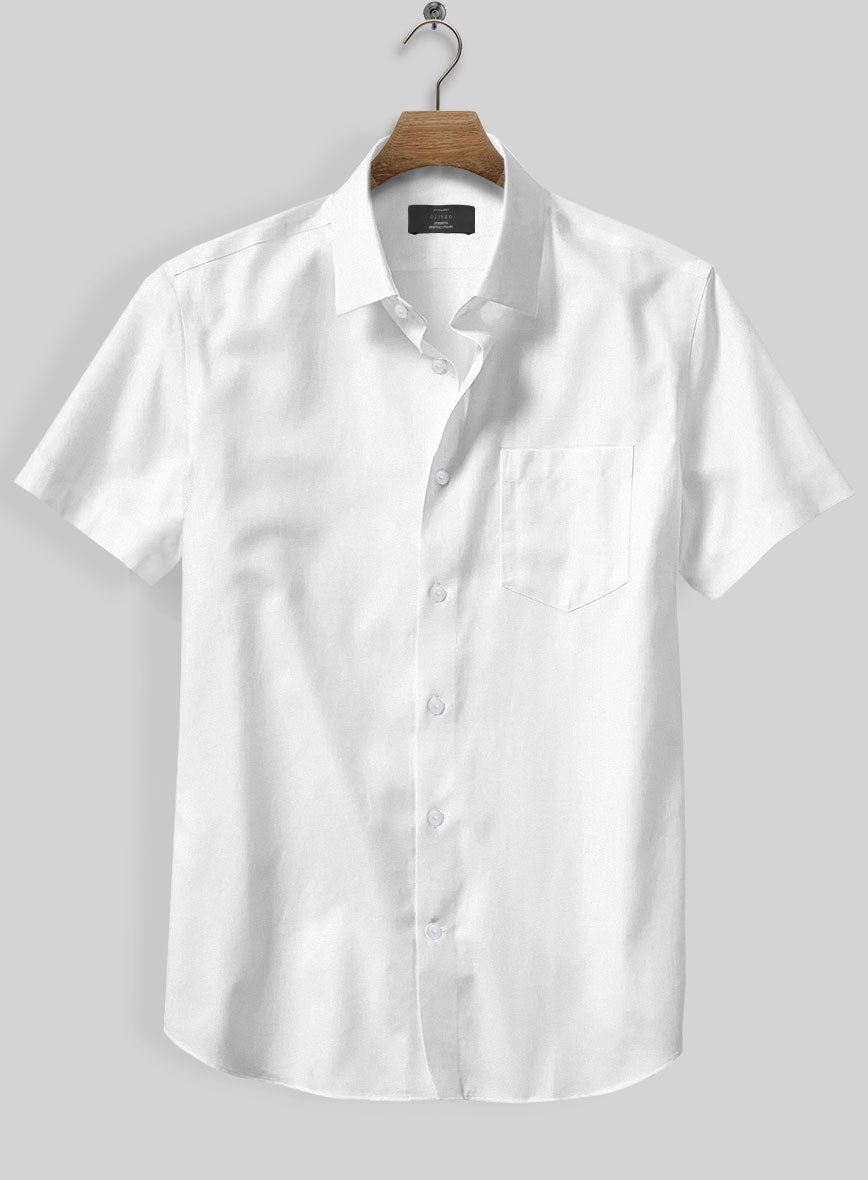 White Stretch Poplene Shirt - StudioSuits