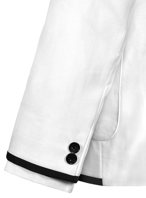 White Terry Rayon Jacket - Black Trims - StudioSuits