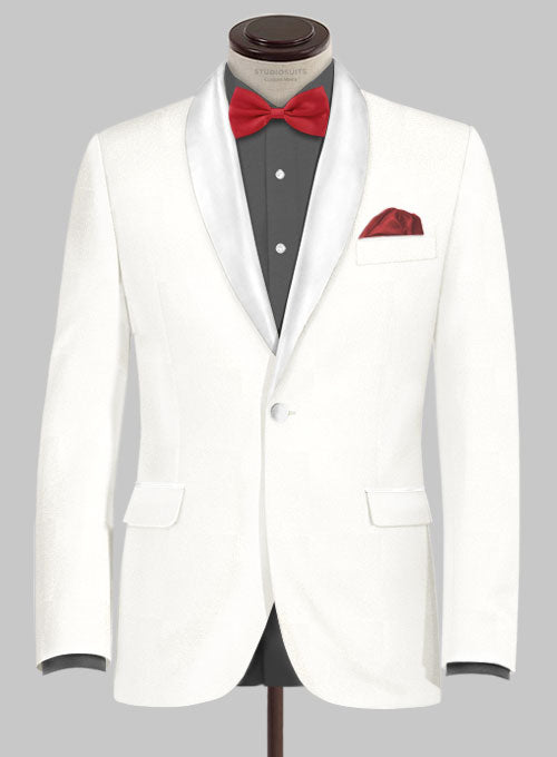 Ivory Wool Tuxedo Jacket - Satin Lapel - StudioSuits