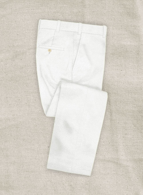 White Feather Cotton Canvas Stretch Pants - StudioSuits