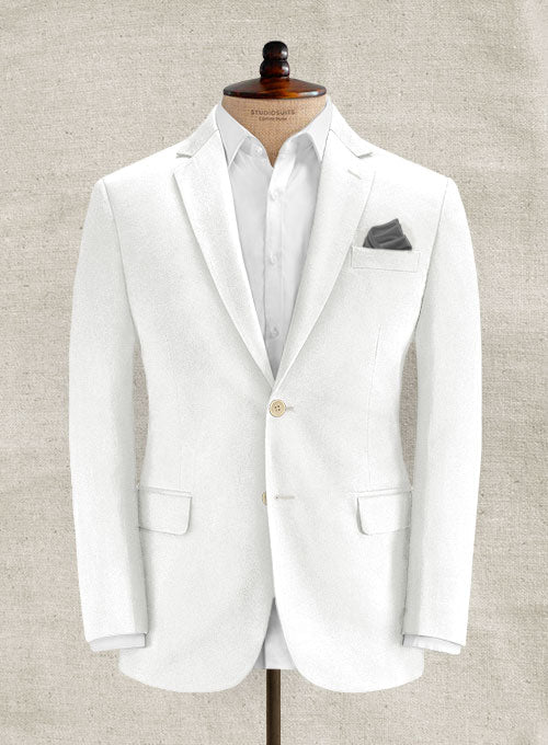 White Feather Cotton Canvas Stretch Suit - StudioSuits