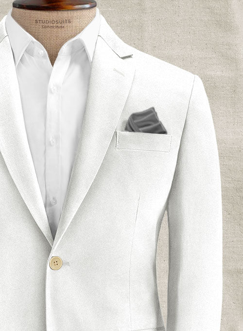 White Feather Cotton Canvas Stretch Suit - StudioSuits