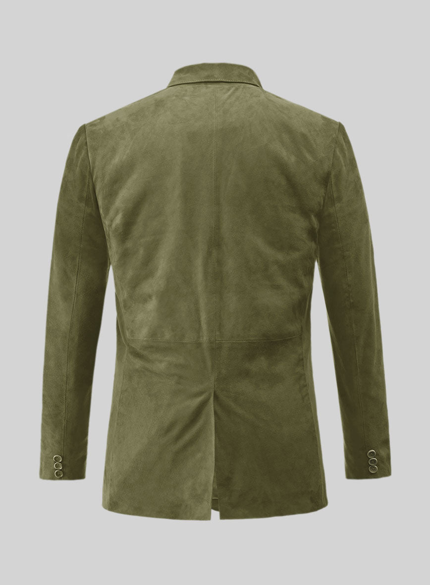Woodland Green Suede Leather Blazer - StudioSuits