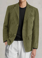 Woodland Green Suede Leather Blazer - StudioSuits