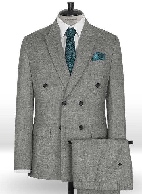 Worsted Mid Charcoal Wool Suit - StudioSuits