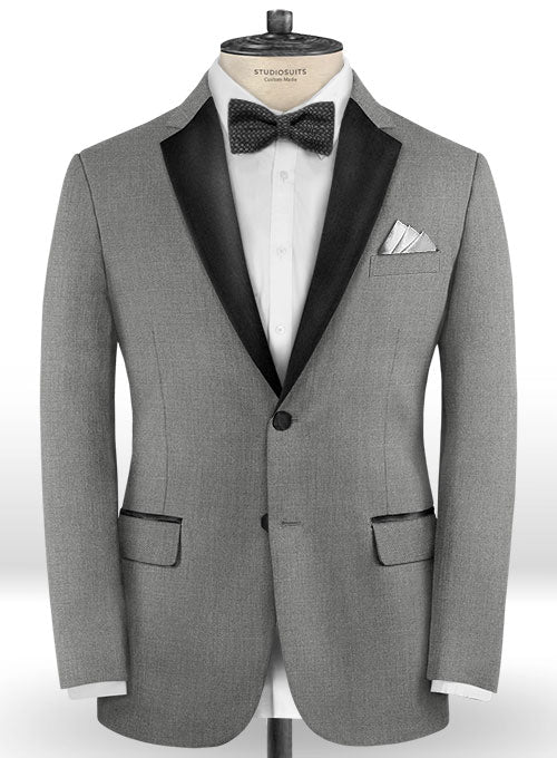 Worsted Mid Charcoal Wool Tuxedo Suit - StudioSuits