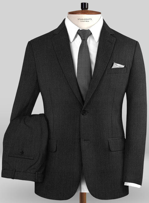 Worsted Dark Charcoal Wool Suit- Ready Size - StudioSuits