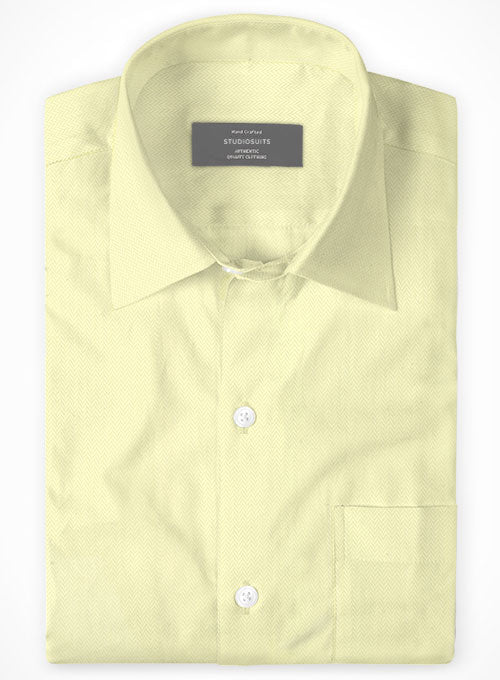 Yellow Herringbone Cotton Shirt - StudioSuits