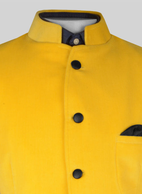 Yellow Velvet Breezer Style Jacket - StudioSuits