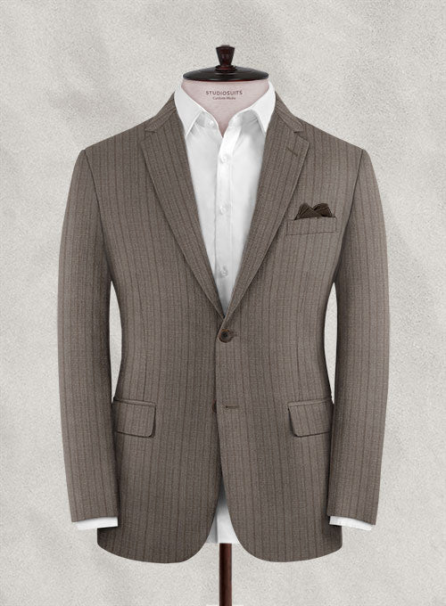 Lanificio Zegna Belo Brown Stripe Wool Jacket - StudioSuits
