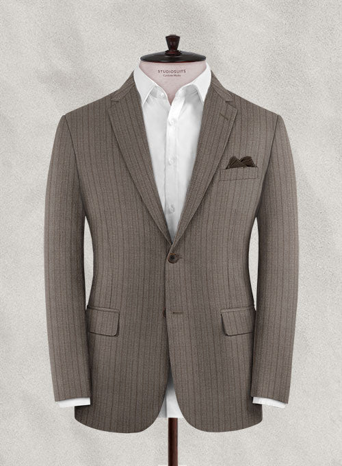 Lanificio Zegna Belo Brown Stripe Wool Suit - StudioSuits