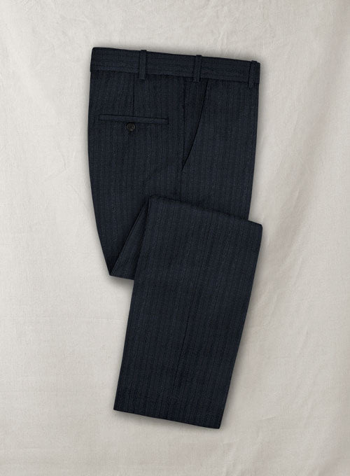 Lanificio Zegna Carado Blue Stripe Wool Pants - StudioSuits