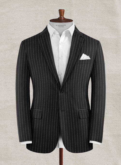 Lanificio Zegna Delice Black Stripe Wool Jacket - StudioSuits