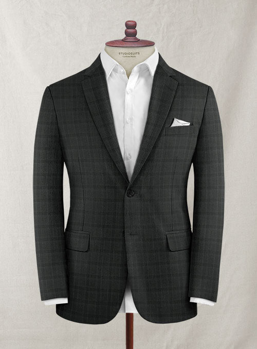 Lanificio Zegna Mero Dark Gray Checks Wool Suit - StudioSuits