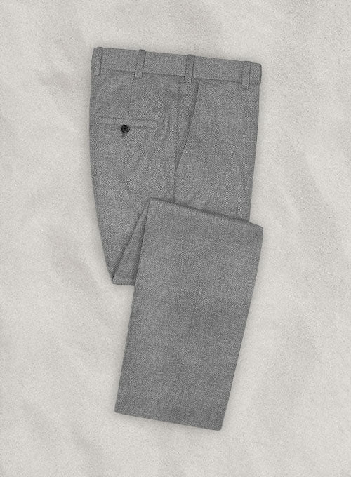 Lanificio Zegna Paso Gray Herringbone Wool Pants - StudioSuits