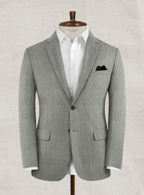 Lanificio Zegna Pica Gray Herringbone Wool Jacket - StudioSuits