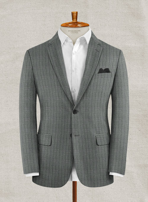 Lanificio Zegna Rano Gray Stripe Wool Jacket - StudioSuits