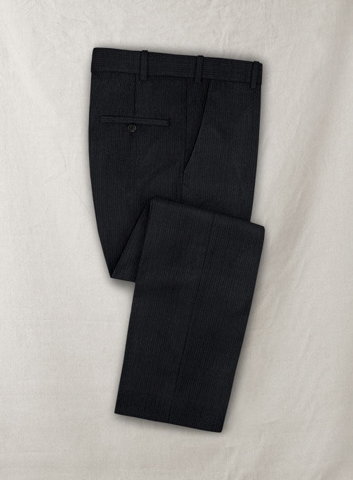 Lanificio Zegna Riani Mini Stripe Black Wool Pants - StudioSuits