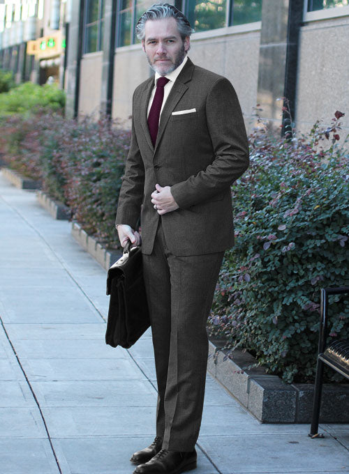 Lanificio Zegna Traveller Charcoal Wool Suit - StudioSuits