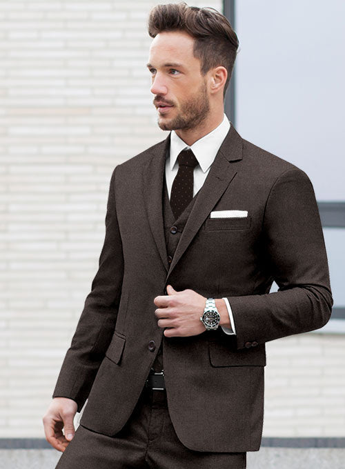 Lanificio Zegna Traveller Dark Brown Wool Suit - StudioSuits
