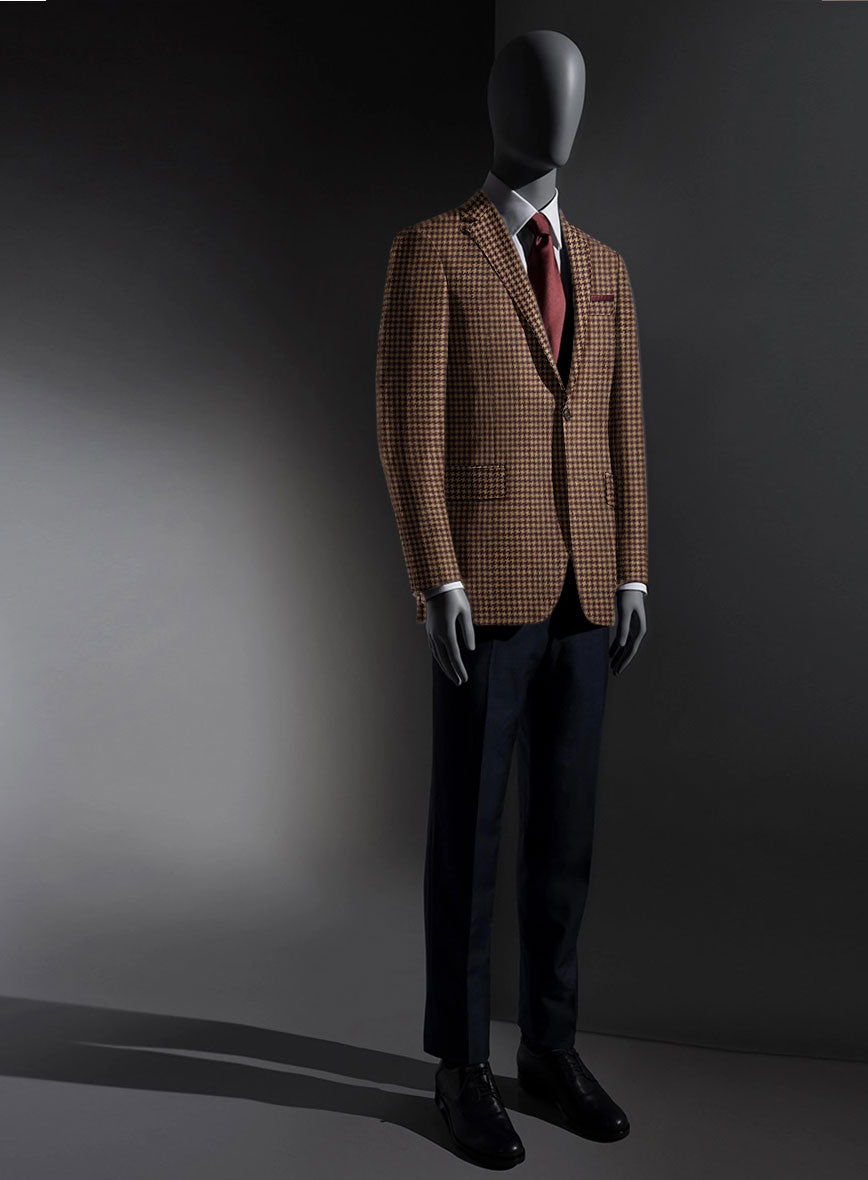 Lanificio Zegna Trofeo Brown Houndstooth Cashmere Jacket - StudioSuits