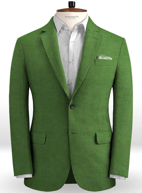 Zod Green Pure Linen Jacket - StudioSuits